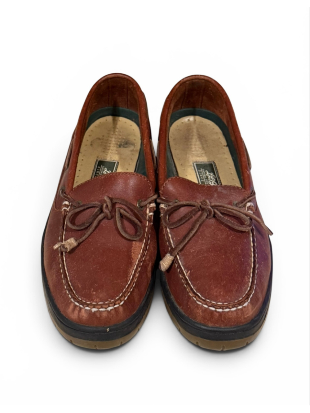 Vintage 90s L.L.Bean Men’s Leather Boat Shoes 10.5M Brown Moc Toe Deck Loafers - Picture 5 of 9